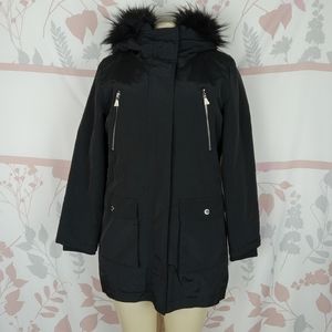 Plush Anorak coat w/layered removable vest and hoodie size small/petite
